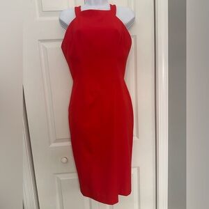 Black Halo Marcelle Sleeveless Stretch Crepe Sheath Dress, Size 6, Red